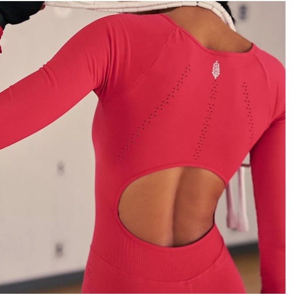 NWOT FP Movement Good Karma Long Sleeve Onesie Red XS/S - Picture 3 of 7